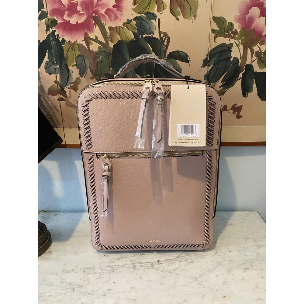 CALPAK Pink Faux Leather Laptop Backpack Bag Women Adjustable Straps New Tags